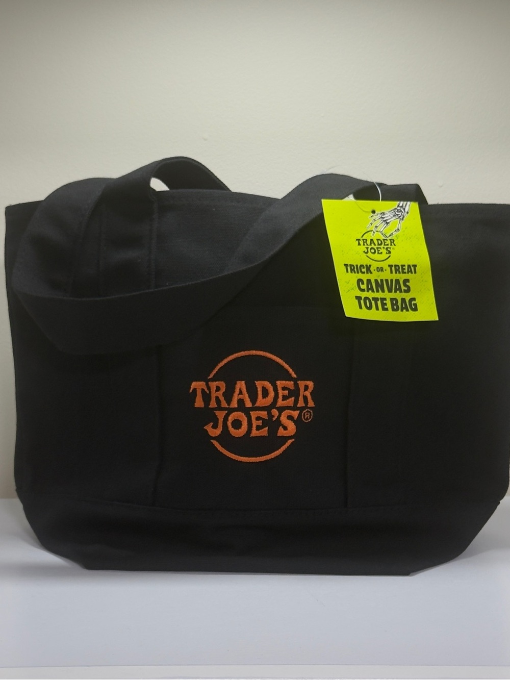 NWT- Trader Joe's Black Canvas Tote with Orange Logo